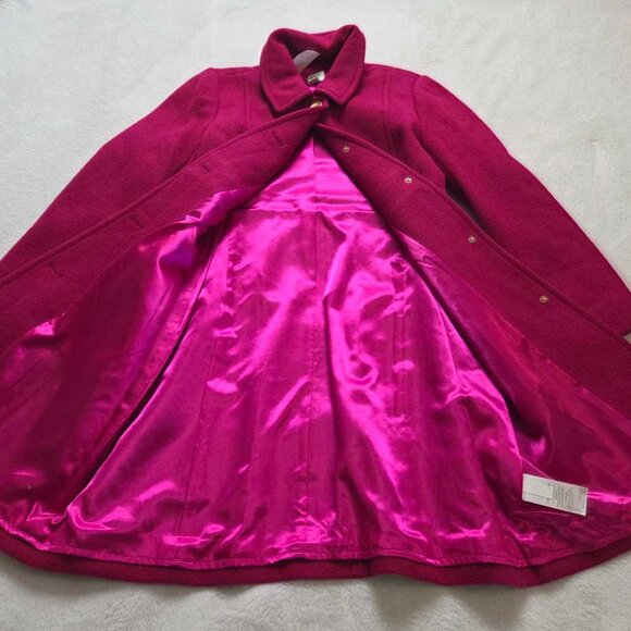 New 6P J Crew Factory wool-blend lady day coat in Brilliant Berry 6 Petite - Picture 6 of 12